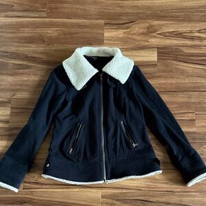 Black Jacket with Cream Sherpa Collar